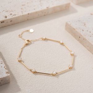 Pulsera de Oro de 14K con cadena plana